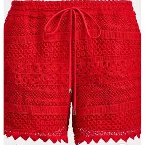 Lauren Ralph Lauren Women's  Red Lace Eyelet Shorts SZ 8 NOT